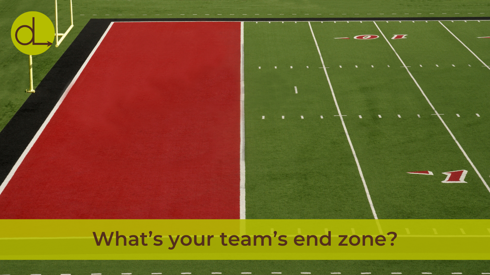 The end zone of a football field